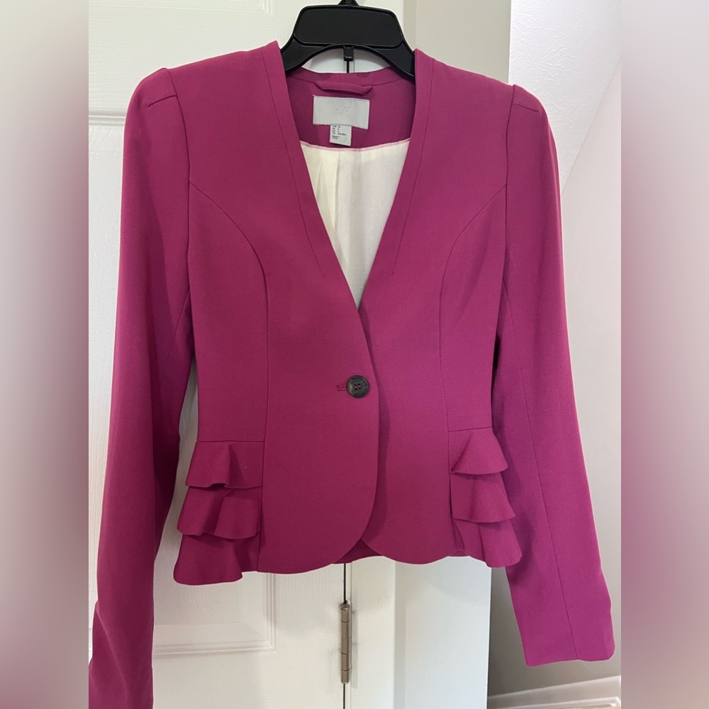 H&M’s Elegant Jacket,Fuchsia Color One Button - image 1